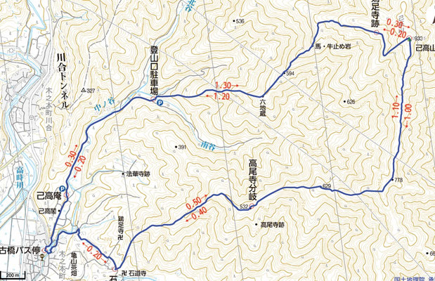 己高山山行地図