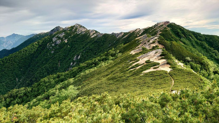 縦走コースから燕山荘と燕岳