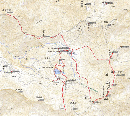 ハイキング部が雷鳥沢ヒュッテを拠点に3日間で廻った立山のGPS軌跡