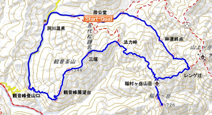 稲村ヶ岳山行の地図