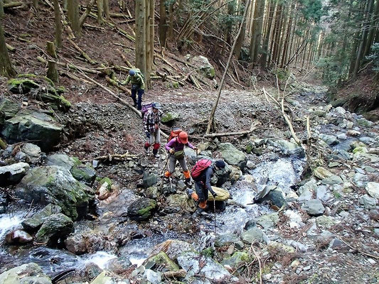 P渡渉をして右岸にわたり