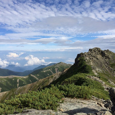 富士山と蝙蝠尾根と塩見岳東峰