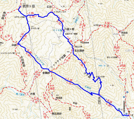 正面谷から武奈ヶ岳地図