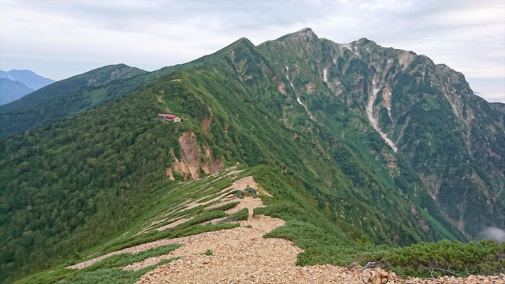 爺ケ岳登山道より、鹿島槍ケ岳