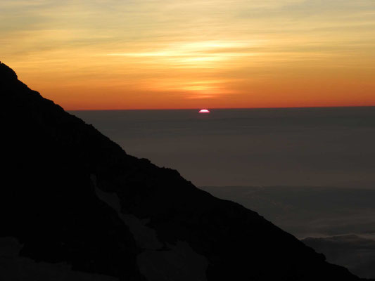 夕食後、沈む夕日 オレンジ色の空がいつまでも