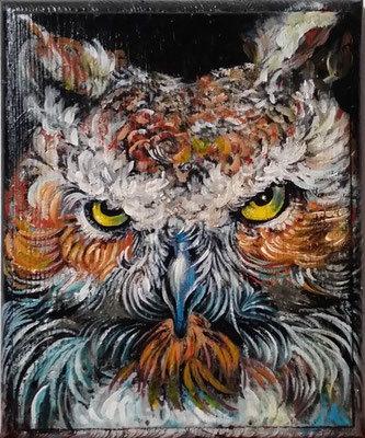 gufo-olio su legno-20x20