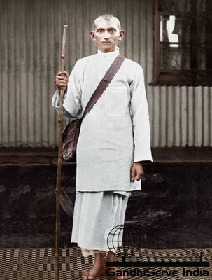 9 - Mahatma Gandhi during the satyagraha campaign 1913/14, as he appeared at the end of the struggle, January 1914.