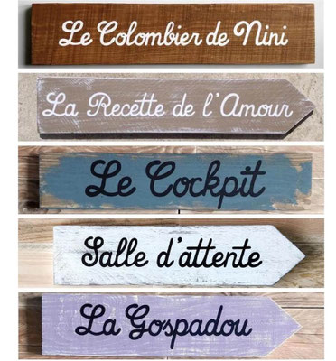 Collage de pancarte et flèches en bois à personnaliser pour une idée cadeau petit budget
