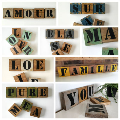 Lettres de Scrabble poncées vieillies You