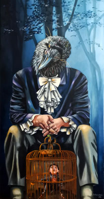 ICH VOGELFÄNGER BIN BEKANNT | 2024 | Öl auf Leinwand | 40x80 cm