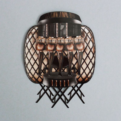 ZF 22 x 22 x 3 cm. Serie Virtu@lien Fotopapier-Scherenschnitt, 2015