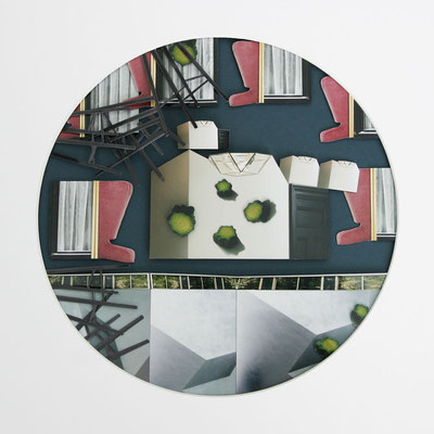 Tránsito V 52,5 x 52,5 x 4,5 cm.  Serie Tránsito Fotopapier-Scherenschnitt, 2016
