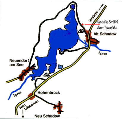 Lage unserer Ferienhäuser am Neuendorfer See 