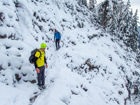 Anspruchsvolle Winterwanderung auf die Schöttelkarspitze, in der Soierngruppe im Karwendel.