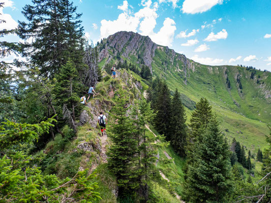 Bilder vom Wanderglück-Wochenende im Allgäu mit Wanderungen über die Nagelfluhkette, gemeinsamen Erlebnissen und gelebter Integration. (hier: Wanderung Stuiben)