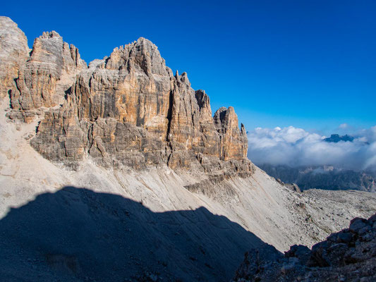 Impressionen der Dolomitenüberquerung Etappe 3 rund um den Piz Boè in der Sella-Gruppe in den Dolomiten