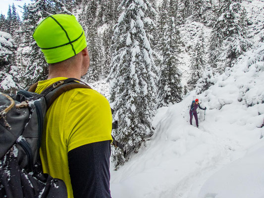 Anspruchsvolle Winterwanderung auf die Schöttelkarspitze, in der Soierngruppe im Karwendel.