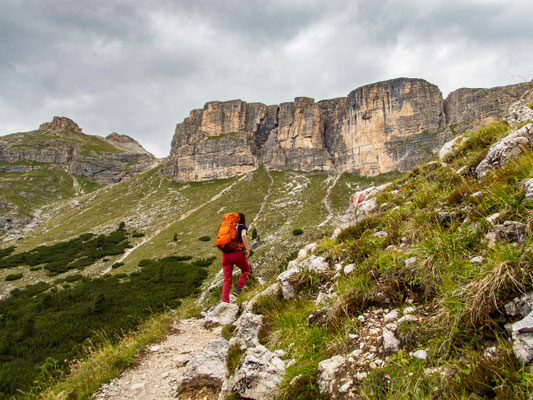Impressionen der Dolomiten auf unserer Mehrtageswanderung Etappe 1 von Wolkenstein zur Puez Hütte, im Naturpark Puez-Geisler.