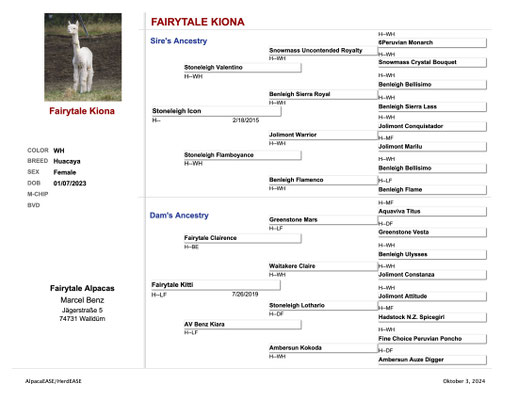 Stammbaum Fairytale Kiona