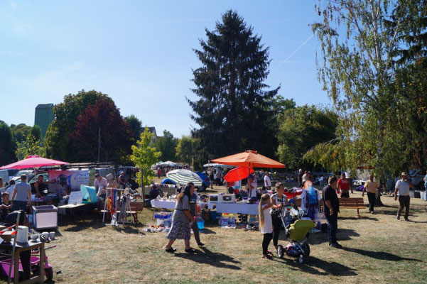 A Condé-en-Brie, la brocante annuelle se déroule dans le parc de la mairie.