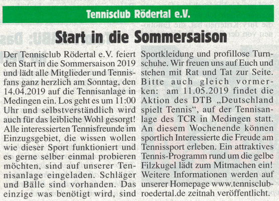 Artikel aus dem "Radeburger Anzeiger" vom März 2019