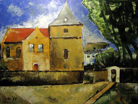 Kirche in Leimbach, 2011, 70 x 50 cm, Acryl auf Leinwand