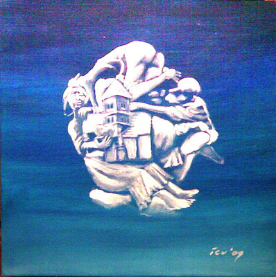 am Hallmarktbrunnen, 2009, 50 x 50 cm, Öl auf Leinwand