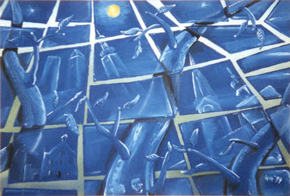 Heimatliches Puzzle, 1999, 80 x 60 cm, Mischtechnik auf Hartfaser