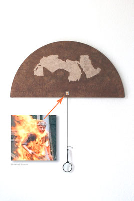 Mohamed Bouazizi and the Arab Spring - 80 x 100 cm Assemblage/collage Paper and photo, 2012