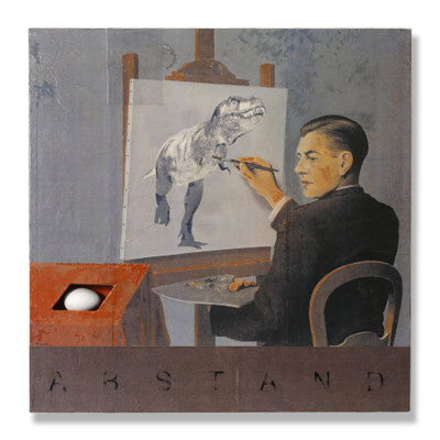Distances homage to Rene Magritte - 40 x 40 cm Mixed media Digital print, acrylic and wood, 2016