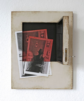 The darkroom -  2017, 50X40 cm Mixed media Collage of print, paper and wood
