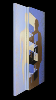 The Chess - 63 x 100 cm Mixed media:  Acrylic on wood and small pieces of mirror , 2019