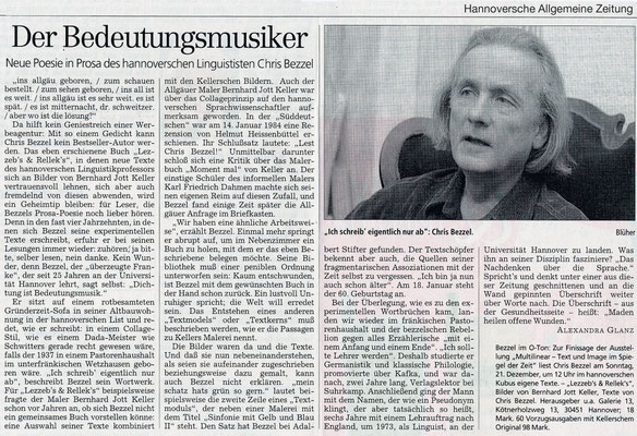 Hannoversche Allgemeine Zeitung · Der Beutungsmusiker von Alexandra Glanz