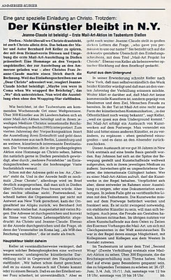 Ammerseekurier · Der Künstler bleibt in NY · Jeanne-Claude ist beleidigt