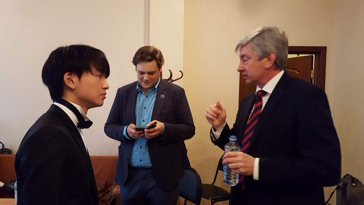 Tchaikovsky memorial International Youth Festival at Gunesin hall, Moscow (2018 May) with professor Ovchinnikov