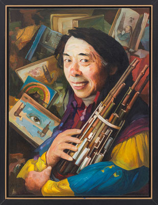 Mann mit Sheng // Man with sheng // 抱着乐器笙的男人, 2026, 80 x 60 cm