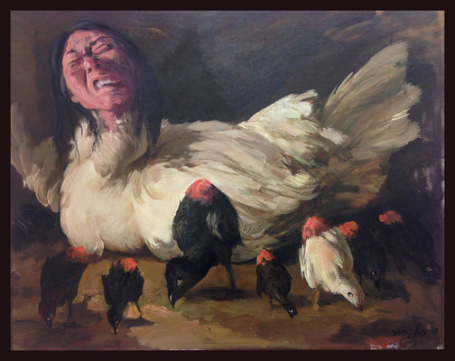 Hühnermann I // Chicken man I // 鸡人 (之一), 2011, 80 x 100 cm