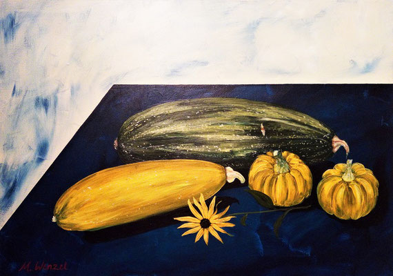 Zucchini und Kürbis, 2017, 70 x 50 cm