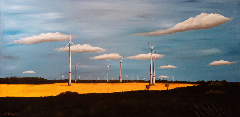 Landschaft mit Windenergieanlagen, 2016, 100 x 50 cm