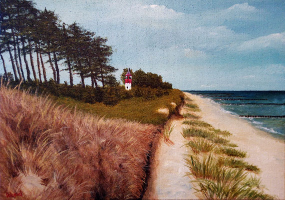 Strand und Leuchtfeuer Hiddensee, 2016, 70 x 50 cm (auf Juteleinwand)