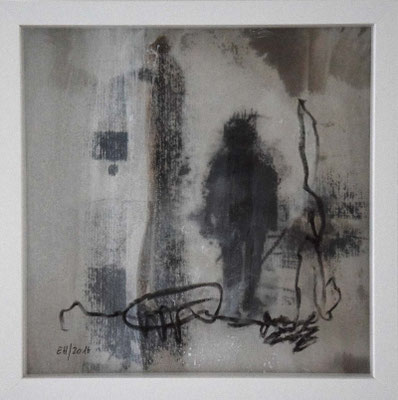 22 Mixed Media auf Karton gerahmt 20 x 20 cm