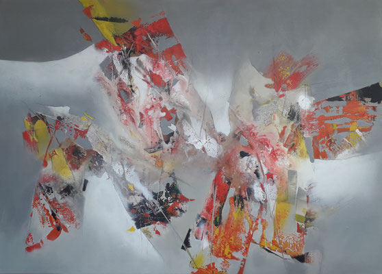 118 "Kraftfelder" Acryl auf Leinwand 100 x 140 cm