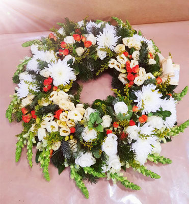 D37 Couronne blanc orange et saumon