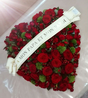 D22 Coeur roses rouges + Ruban