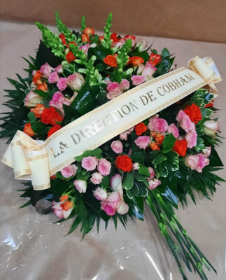 D19 Gerbe piquée rose et orange + Ruban
