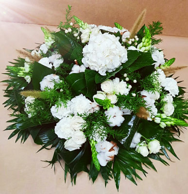 D1 Coussin rond blanc et vert