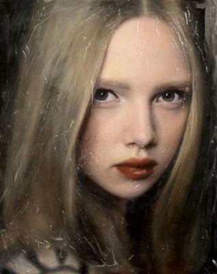 LAVELY MILLER | HOLY ROSE 2025 | ACRYLIC ON PAPER ON CANVAS | 30 x 24 INCH