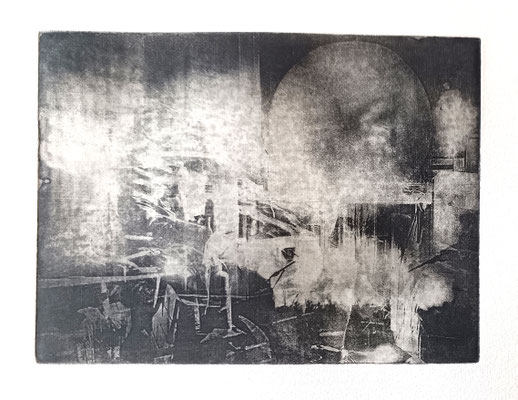 Am Tisch sitzend<br />2024<br />Polymer-Druck auf Papier<br />Auflage: 10 Exemplare<br />20 x 15 cm