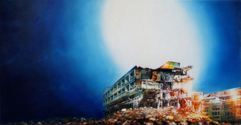 Was ich verlasse<br />2019<br />Acryl auf Baumwolle<br />77 x 40 cm