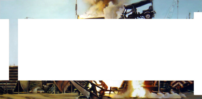 Verkürzt I<br />2005<br />Acryl auf Baumwolle<br />250 x 125 cm